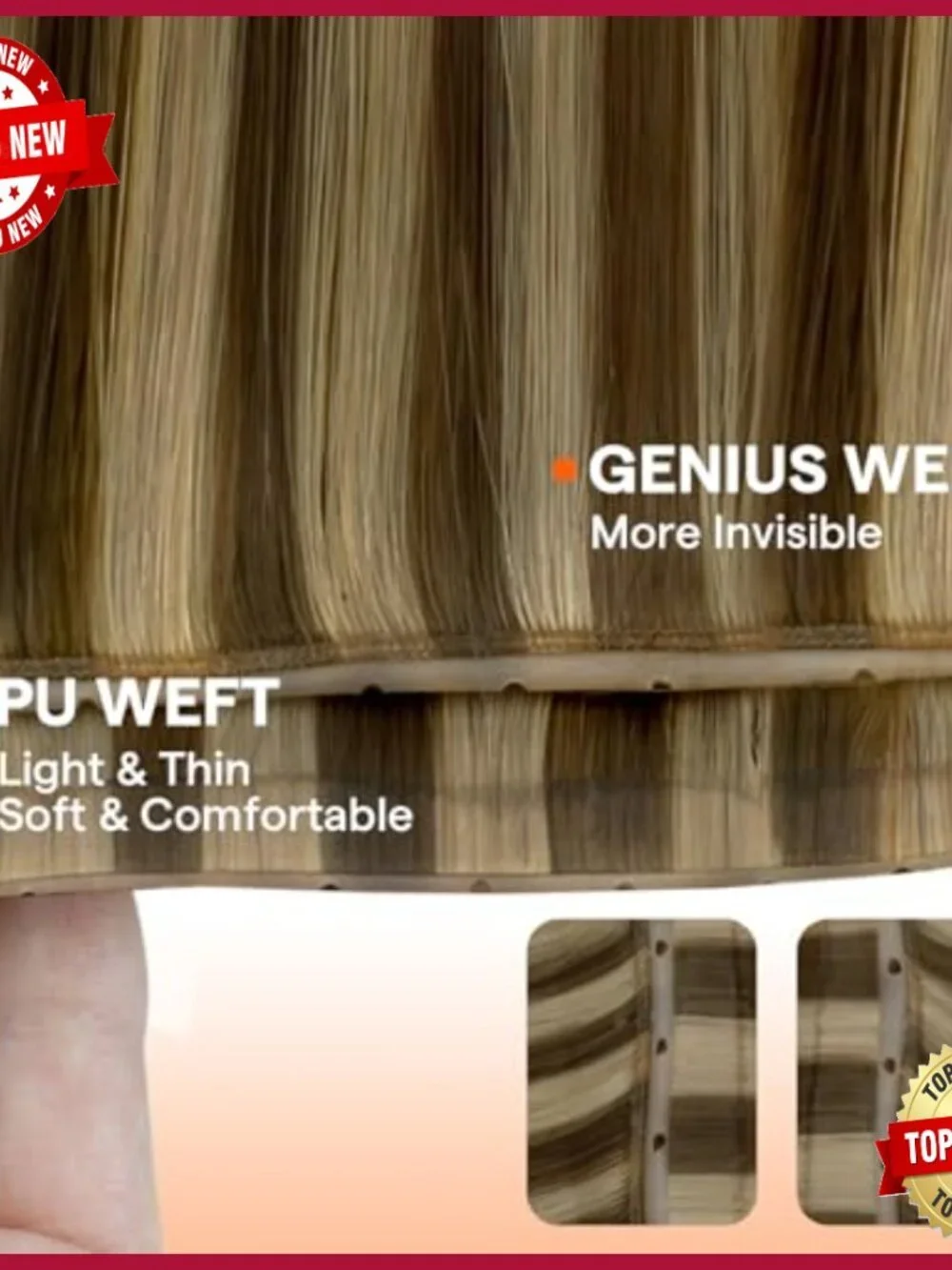 24 Inch Human Hair Extensions, Glueless PU Weft, Remy Straight for Volume